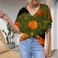 thumbnail image 2 of Camiseta de manga corta suelta con cuello en V y estampado informal a la moda de verano para mujer Fridja  zx3646, 2 of 5