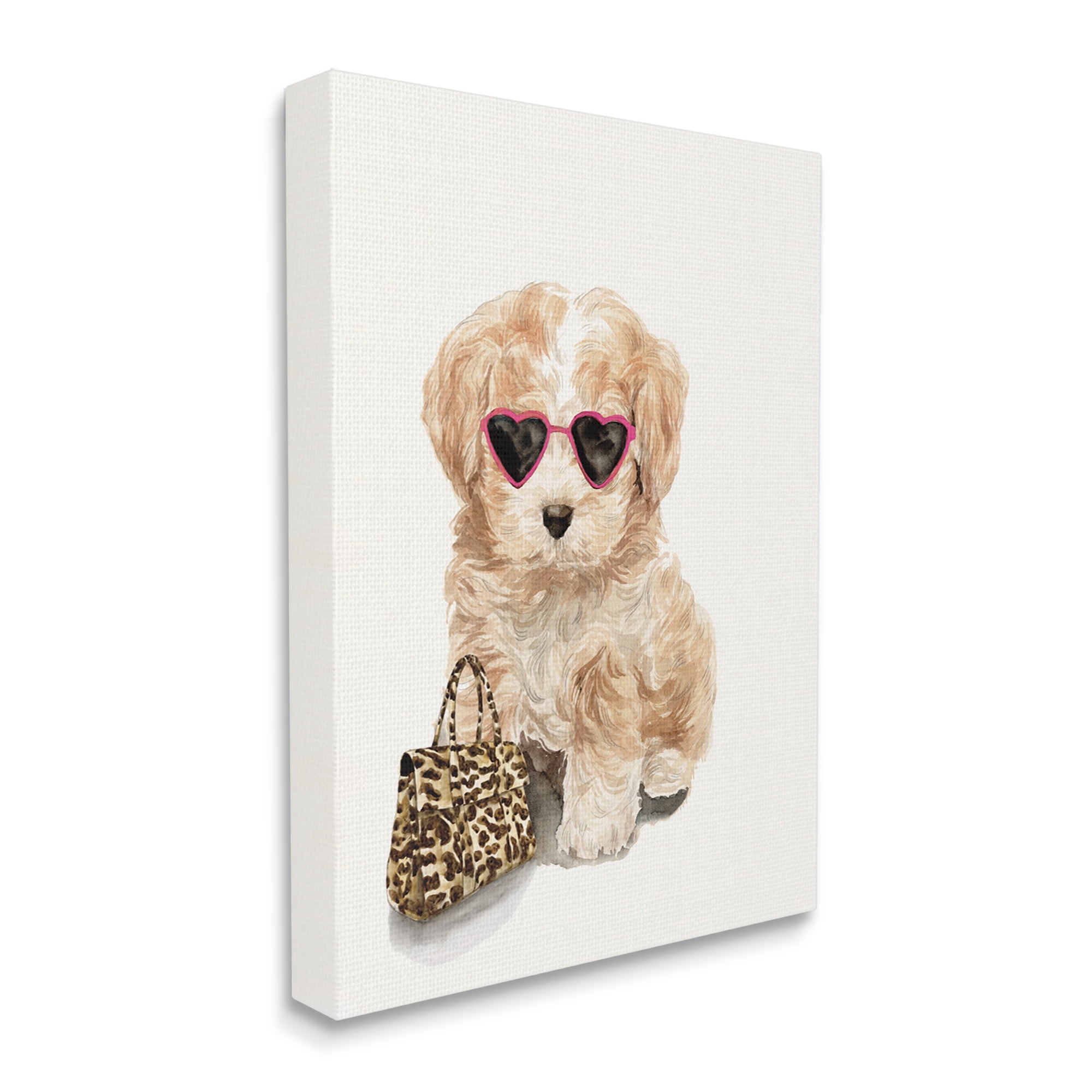 Stupell Industries Trendy Puppy with Purse Animals & Insects Painting Gallery Wrapped Canvas Print Wall Art, 30 x 40