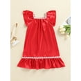 thumbnail image 4 of Arvbitana Toddler Baby Girl Stain Sleeping Dress Short Sleeve Square Neck Lace Trim Nightdress Summer Casual Solid Color Homewear 2-7T, 4 of 8