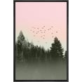 thumbnail image 3 of IDEA4WALL Framed Canvas Wall Art Pastel Sky Birds Fly Pine Trees Forest Wilderness Nature Photography Chic Relax/Calm Landscape Print for Living Room, Bedroom, Office - 24"x36" Black, 3 of 5