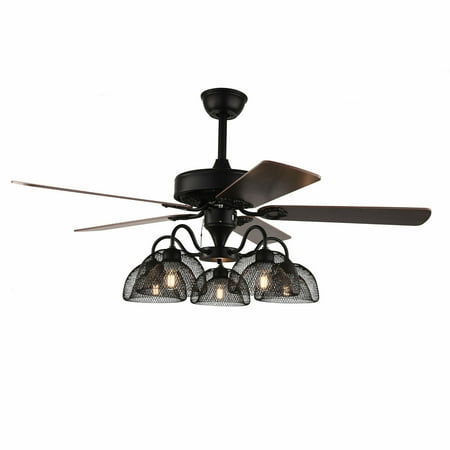 

Oukaning Illuminated Ceiling Fan Modern Led Reversible Blade Dimmable Cage Light Remote Indoor Mute