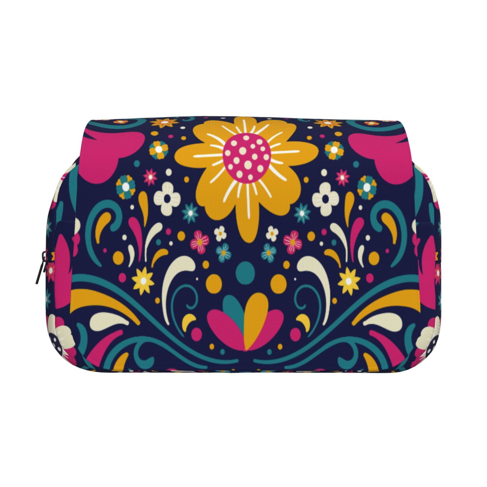 Rateoe Cinco De Mayo Floral Pattern Double Clamshell Pen Case, Storage Organizer with Two Zipper Compartments– Holds Up to 50 Pencils & Pens