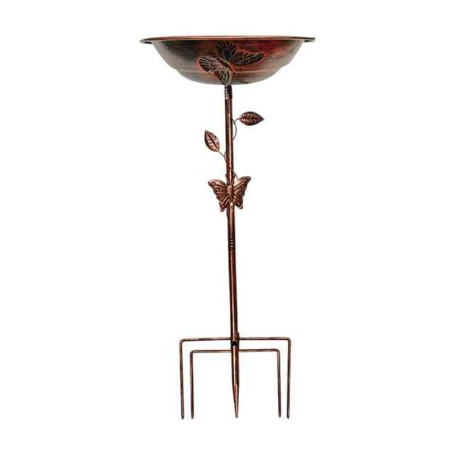 Almencla Bird Bath Bowl Easy to Clean Decorative Birdbath for Backyard Outdoors Patio Red Bronze Butterfly