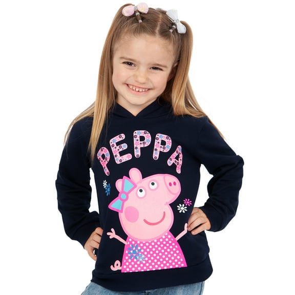 Peppa Pig Girls Floral Hoodie Blue Sizes 2T-7