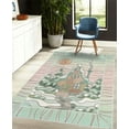thumbnail image 4 of Winter Area Rug with Non-Slip Backing, Stain Glass Style Print of a Country Town House Pine Trees Snow Covered, Quality Carpet for Bedroom and Dorm Room, 5.2' X 7.6', Sea Green, by Ambesonne, 4 of 6