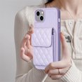 thumbnail image 2 of For Iphone 15 Vertical Wallet Rhombic Leather Phone Case(Purple),iPhone 16, 2 of 5
