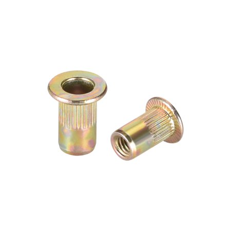 

M4 Carbon Steel Rivet Nuts Flat Head Insert Nutsert Yellow Zinc 20 Pcs