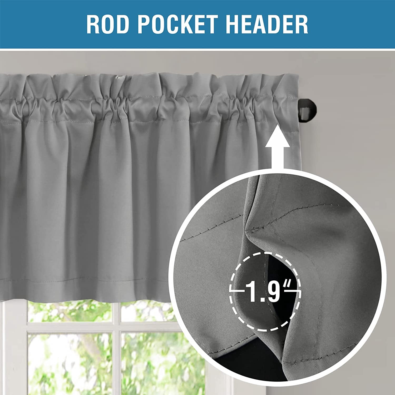 Blackout Curtain Valances for Kitchen Windows/Bathroom/Living Room/Bedroom Thermal Insulated Rod Pocket Valances for Windows, 2 Pack, 52" x 18"