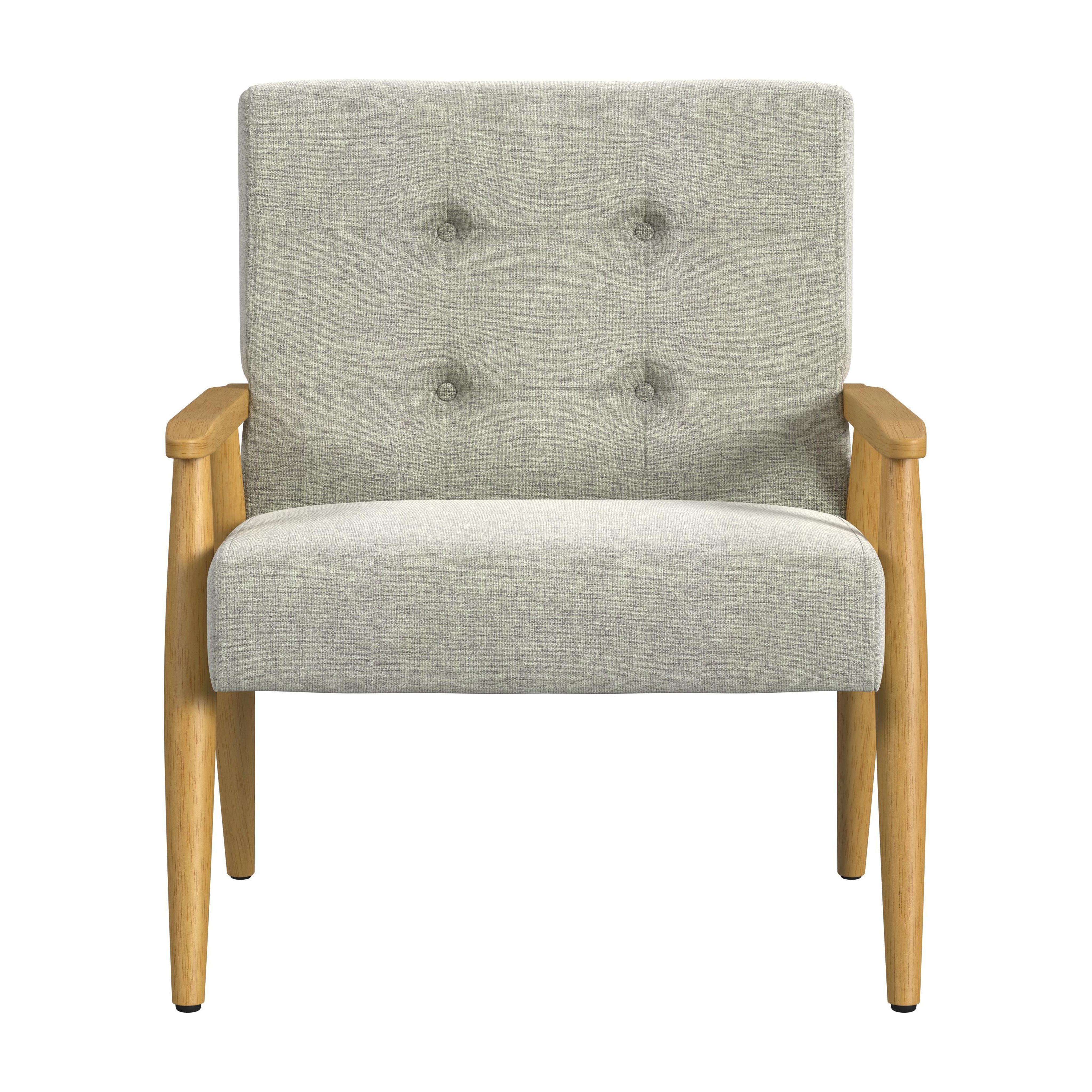 HomePop Mid-Century Exposed Wood Fram Accent Chair, Light Gray