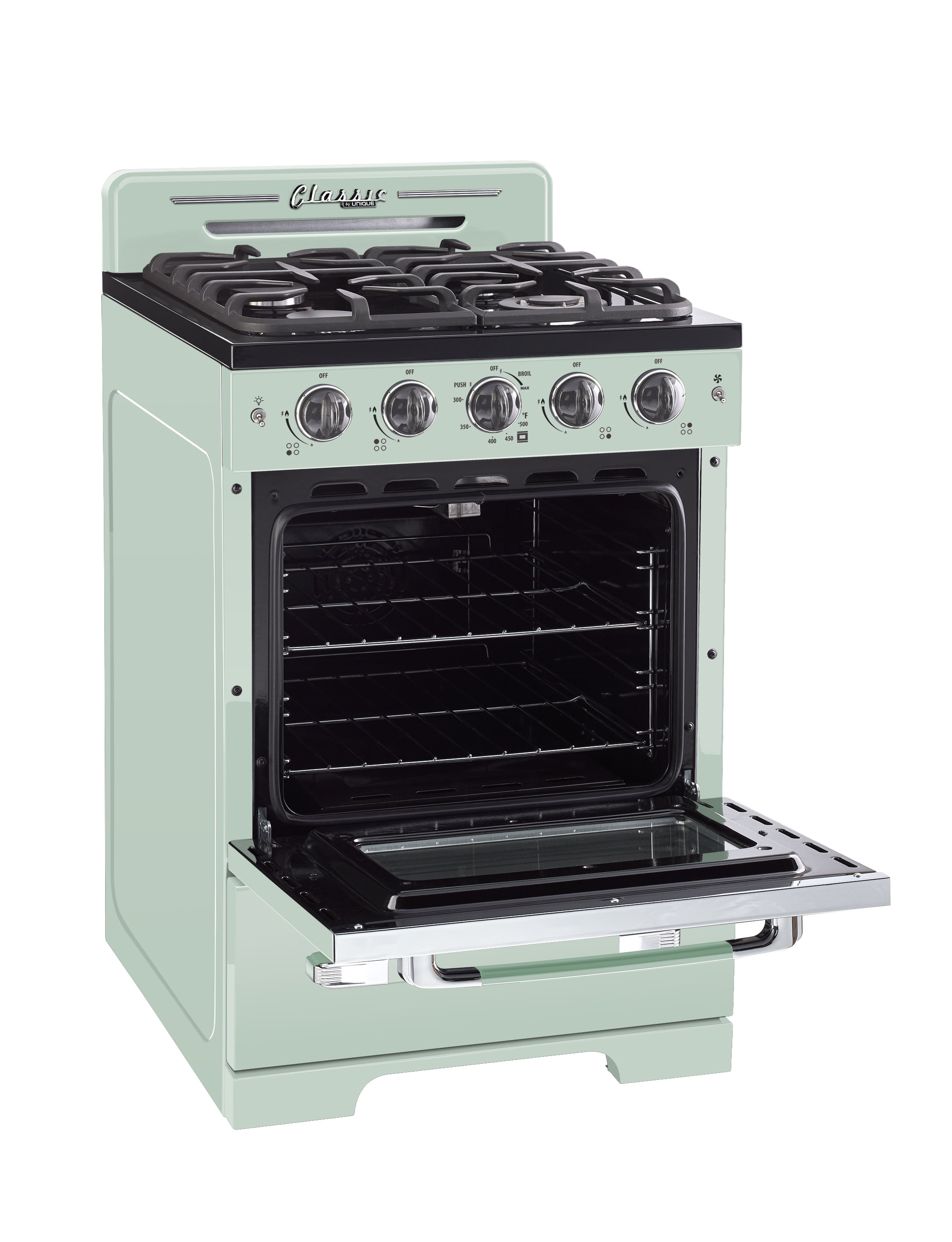 Unique Classic Retro 24" 2.9 cu/ft Freestanding Gas Range with Convection Oven and Sealed Burners