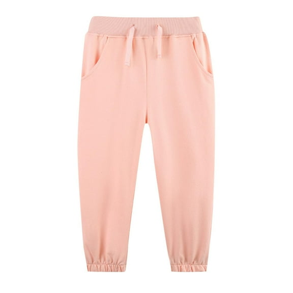 Efsteb Girls Boys Jogger Pants High Waisted Jogger Sweatpants Solid Athletic Pants Casual Comfy Sweat Pant with Pockets (Pink,7 Years)