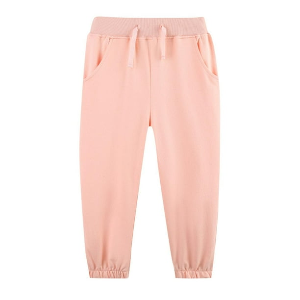 Pantalones largos para niños y niñas, pantalones de otoño e invierno, pantalones de chándal de color liso con cordón ajustable, pantalones de poliéster para niños.