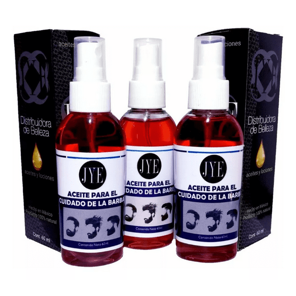 3 Botellas de Aceite Natural JYE para el Cuidado de la Barba y Bigote 60 ml