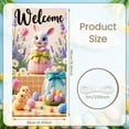 thumbnail image 2 of Bunny Design Easter Welcome Banner Colorful Eggs Bunny Backdrop Cute Chick Spring Flowers Easter Display for Easter Party Spring Gathering Photo Booth, 2 of 9