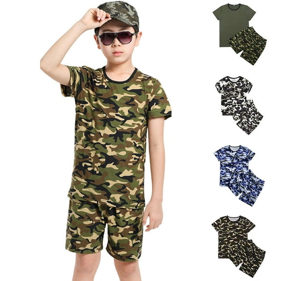 Boys' Clothing Sets Camouflage Short Sleeve T Shirts Shorts Armyss Summer Set Boys Clothes 2-3 Years