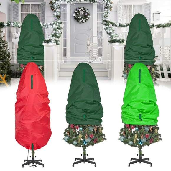 Upright Christmas Tree Bags Storage, 3ft Holiday Tree Covers, Xmas Tree Storage Bag for Artificial Tree Standing with Ornaments, Fabrics Christmas Tree Cover, Christmas Tree Storage Box (Green)