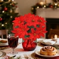 thumbnail image 5 of Christmas Poinsettia Bouquet, 13.78 Inch Flannel Fake Flowers for Holiday Decor, 7-Branch Simulation Greenery Potted Plant for Table Centerpiece, Mantle, Festive Vase Filler, Long-Lasting, 5 of 6