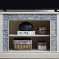 thumbnail image 6 of DEALTOPS Vintage TV Stand with Faux Stacked Stone Decor and Open Storage Space for TVs Up to 75'', Antique White, 6 of 8