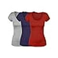 thumbnail image 3 of Emmalise T-Shirt à Manches Courtes pour Femme, Col Rond, Ensemble Économique (3 Pk Hth Gris Violet Rouge Grand), 3 of 4
