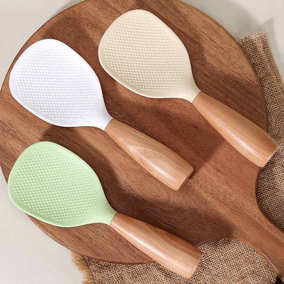 Silicone Spatula Wooden Handle Short Cooking Spoon for Non Stick Pan Baking