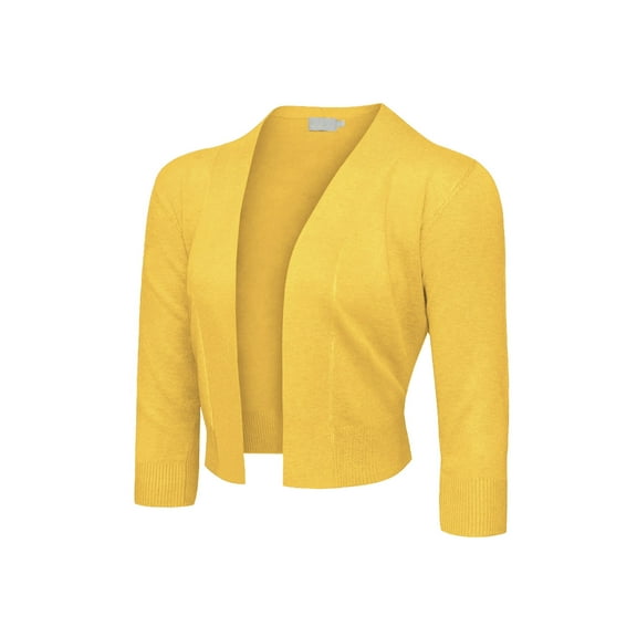 G-Style USA Women's 3/4 Sleeve Open Front Cropped Cardigan Sweater (S-XL)