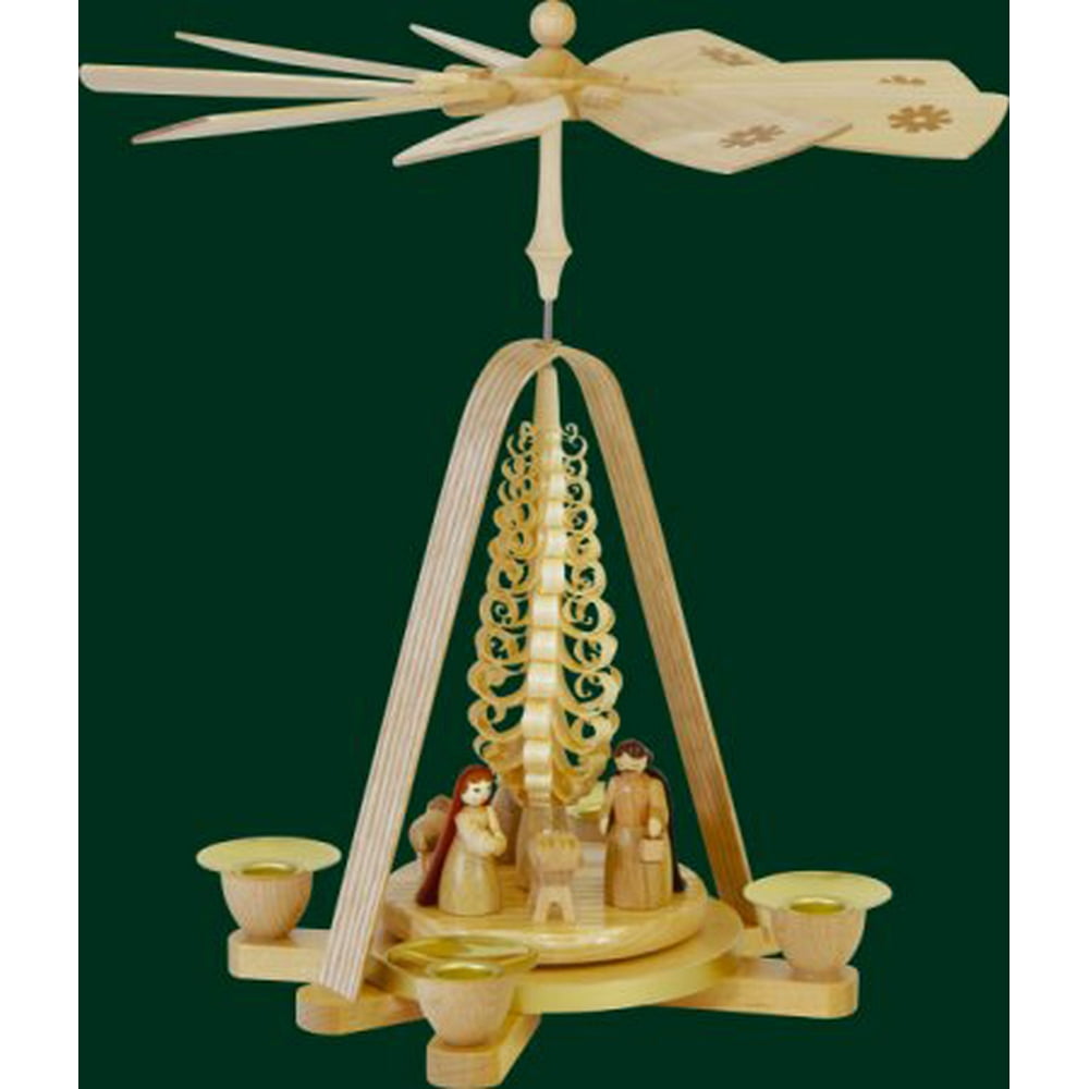 German Christmas Pyramid with Holy Family Nativity Scene Handcrafted in Germany