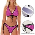 thumbnail image 3 of Dreamtimes Pink Glitter Texture Bikinis Swimsuit Set for Women Swimwear Triangle Bathing Suit Tie String Thong, X-Small, 3 of 7