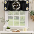 thumbnail image 2 of Black Daisy Bees Curtain Valances for Windows, Kitchen Valance Window Treatments Panel 2 Pack, Spring Farmhouse Honey Floral Rings Rod Pocket Short Curtains for Bathroom Bedroom 42 x 12 Inch, 2 of 8
