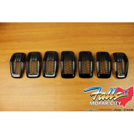 - 2014-2018 Jeep Cherokee Gloss Black Front Grille Grill Inserts Mopar OEM