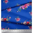 thumbnail image 3 of Soimoi Blue Georgette Viscose Fabric Leaves & Ranunculus Floral Print Fabric by the Yard 42 Inch Wide, 3 of 3