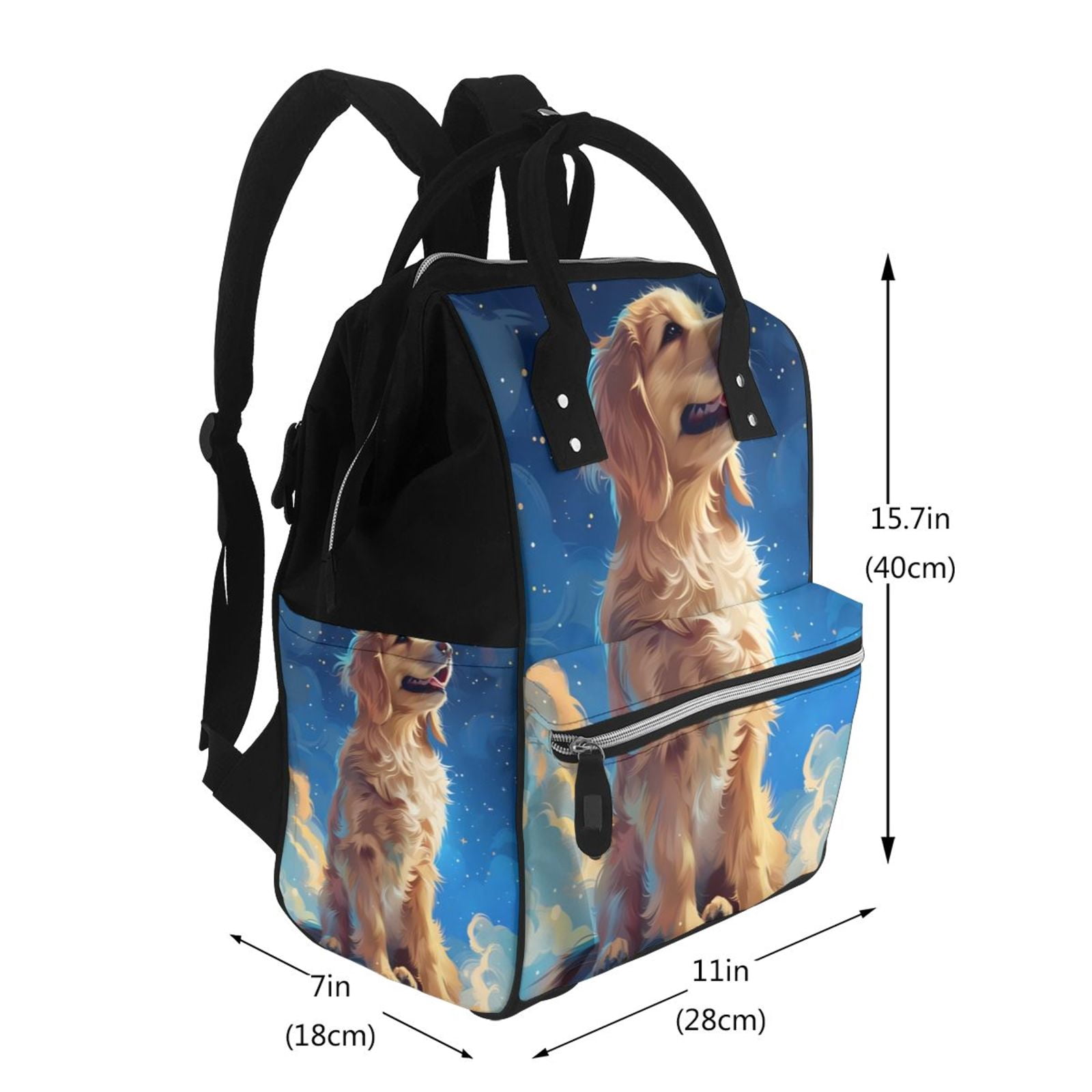 Fuzoiu Starry Sky Cloud Dog Print Diaper Bag Backpack,Baby Essentials Travel Tote,Multi function Waterproof Diaper Bag, Travel Essentials Baby Bag - Unisex