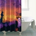 thumbnail image 4 of Shower Curtain for Bathroom Halloween Orange Pumpkin Bat Spider Purple Ghost Bathroom Curtain Durable Modern Bathroom Curtains Hooks Included,72x72Inch, 4 of 5