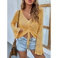 thumbnail image 1 of Suéter De Punto Para Mujer, Encantador Cuello En V De Manga Larga De Punto Con Cordón Transpirable Ahuecado Para La Oficina Para Citas ANGGREK Otros, 1 of 8