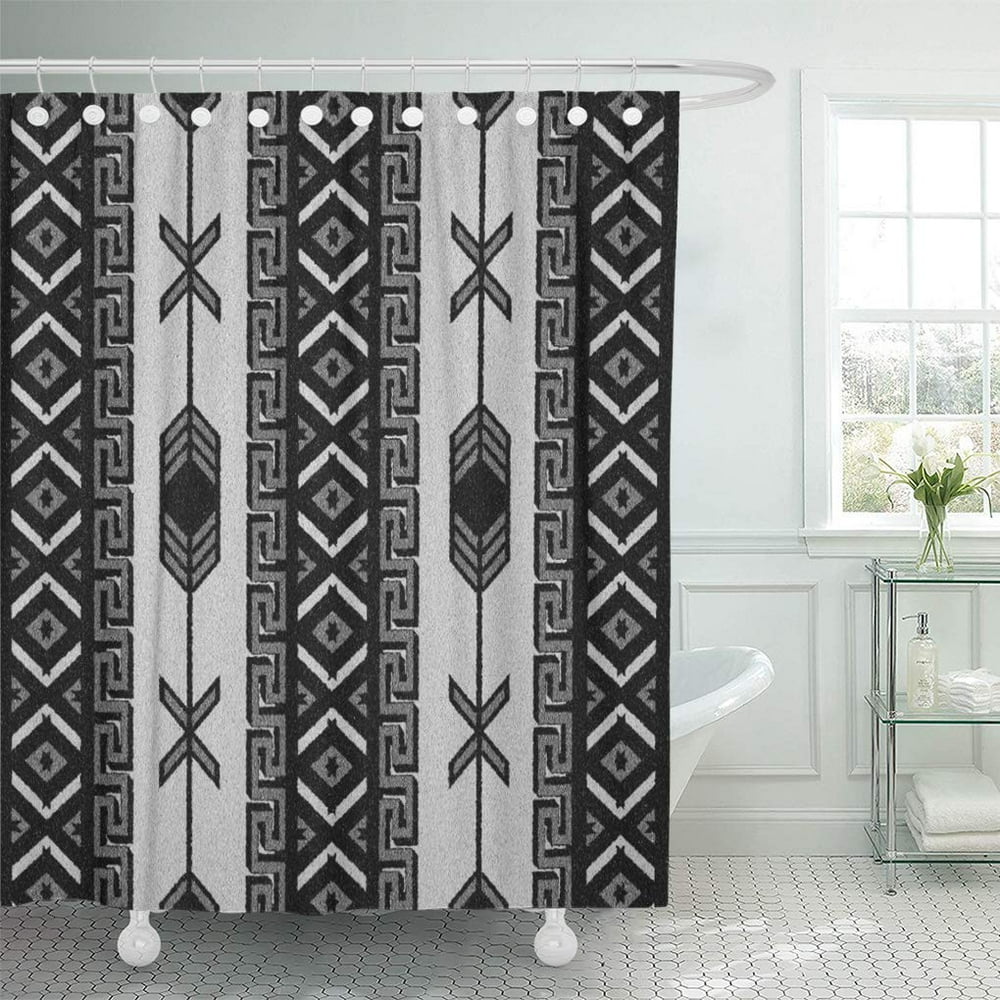 CYNLON Black and White Southwest Tribal Aztec Bathroom Decor Bath