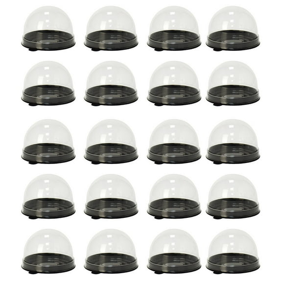 HEATSHAKING Black PET Cake Packing Containers with Transparent Covers for Storage Use and Bakery Display 50 Pieces