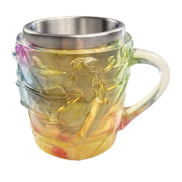 Taza de café con forma de libro pintado en 3D, de resina y acero inoxidable, con asa ergonómica y base resistente a derrames.