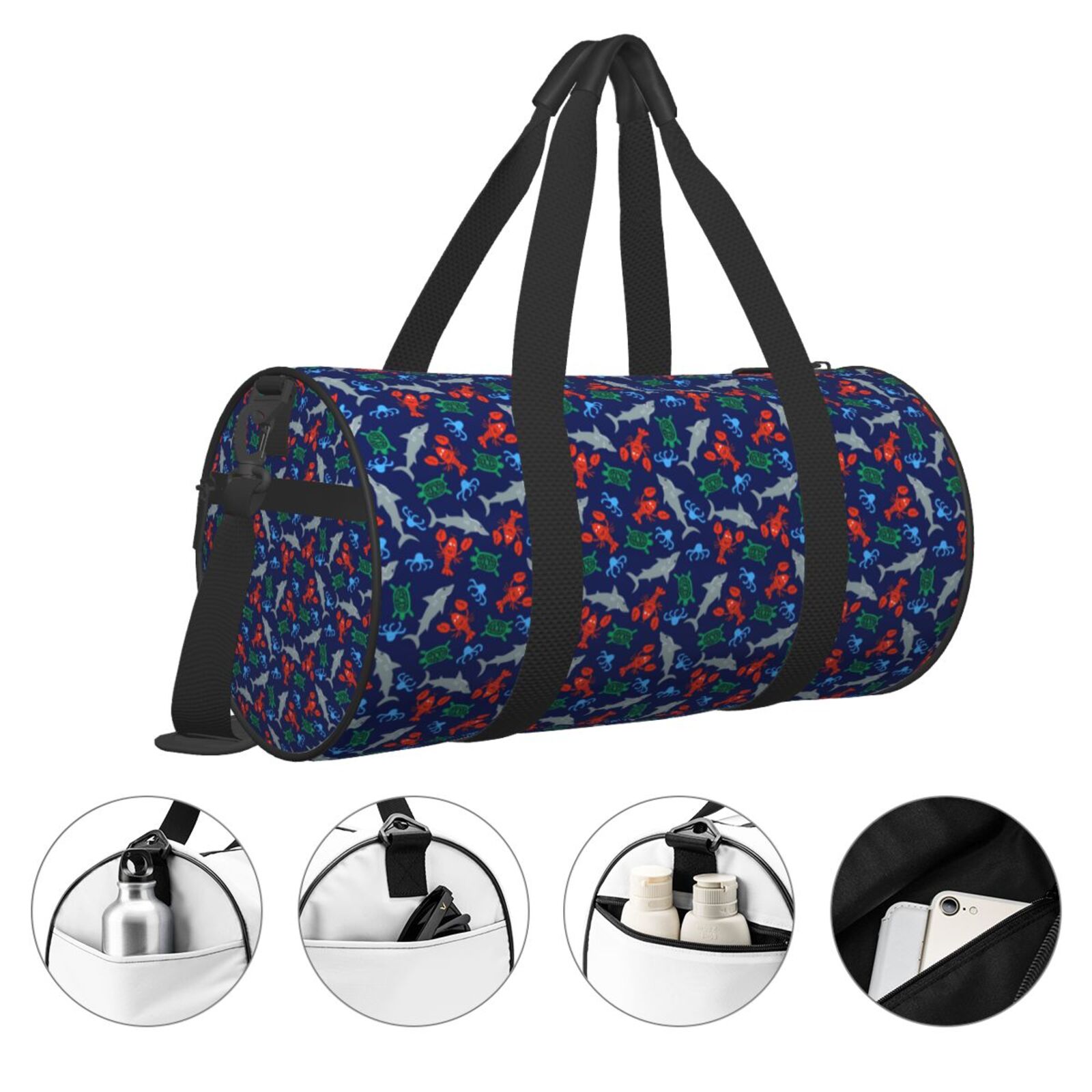 Vsdgher Deep Down In The Ocean 45L Foldable Duffel Bag, Sports Gym Bag,Overnight Bag, Portable Weekender Bag for Airplanes
