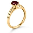 thumbnail image 3 of Gem Stone King 10K Yellow Gold Red Rhodolite Garnet Solitaire Engagement Ring for Women (0.90 Cttw, Oval 7X5MM, Gemstone January Birthstone, Available in Size 5, 6, 7, 8, 9), 3 of 4