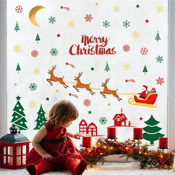 Christmas Tree Window Stickers, Self Adhesive PVC Wall Decals