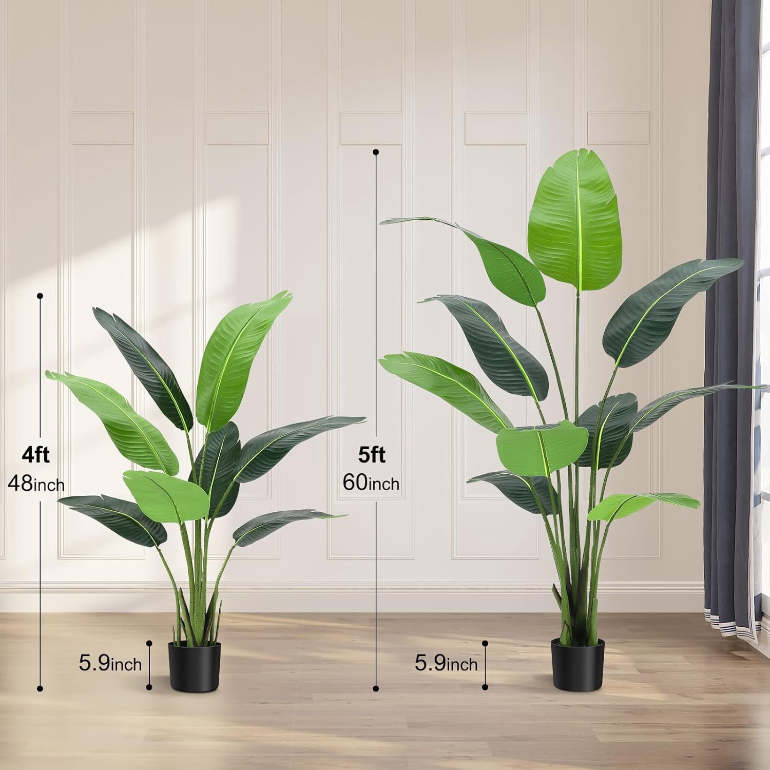 4ft Bird of Paradise Artificial Plant,Fake Silk Banana Leaf Tall Artificial Plants,1Pcs Faux Bird of Paradise Plant Tall Tropical Green Tree for Home Living Room and Office Decoration, Indoor Outdoor