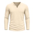 thumbnail image 4 of SUYIDA Men's Solid Color Button Top, Long Sleeve Casual Tee, Everyday Wear Comfortable Shirt, 4 of 6