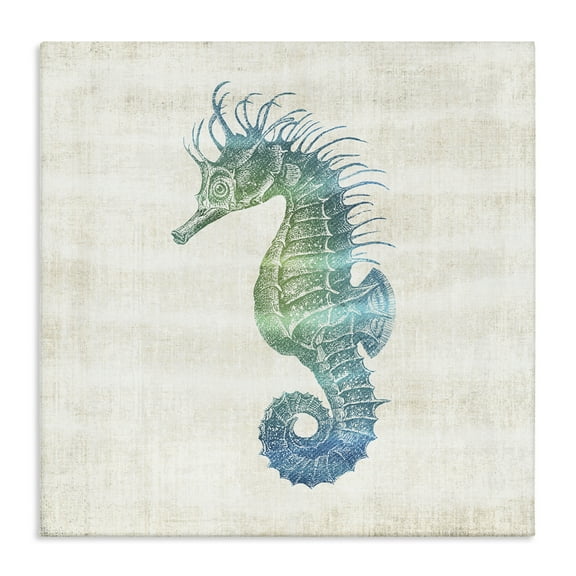Stupell Industries Ombre Seahorse Expression Animals Painting Wrapped Canvas Canvas Art Print Wall Art, 17 x 17
