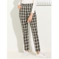 thumbnail image 2 of INSPIRE CHIC Pantalones A Cuadros Escoceses Con Bolsillo Cintura Alta Elástica Pantalones De Oficina Trabajo Para Mujeres Negro S, 2 of 6