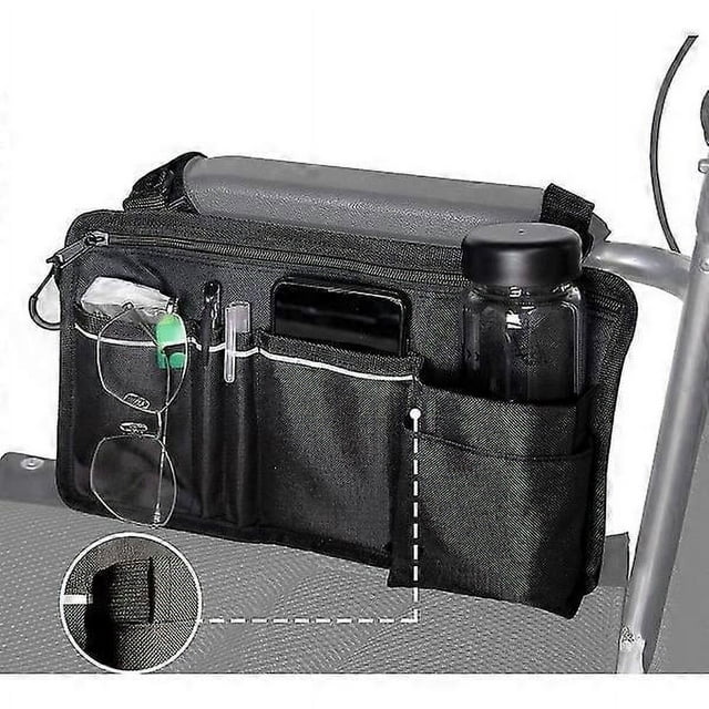Bolsa para silla de ruedas con bolsillos - Bolsa lateral universal impermeable con reposabrazos para silla de ruedas eléctrica, scooter y andador