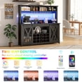 thumbnail image 4 of ANPOO 63"W Farmhouse Coffee Bar Cabinet with Power Outlet and LED Light, 58"H Wine Bar Cabinet with 4 Tier Storage Hutch, Kitchen Buffet Cabinet with 15 Wine and Glass Racks for Kitchen Dining Room, 4 of 8