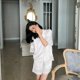 thumbnail image 1 of Conjunto de Pijama de encaje para mujer, ropa de dormir de manga corta, sólido, traje de casa, ropa de noche, verano coreano, 2 piezas, 1 of 4