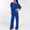 #0051-Blue, variant on Womens Short Sleeve Button Down Jumpsuit with Tie Belt Straight Leg Loose Soft for Daily Beach Party Summer