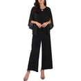thumbnail image 1 of INSPIRAR CHIC Conjuntos de 2 Piezas para Mujeres Elegante Top de Manga de Chifón Pantalones de Pierna Ancha S Negro, 1 of 6