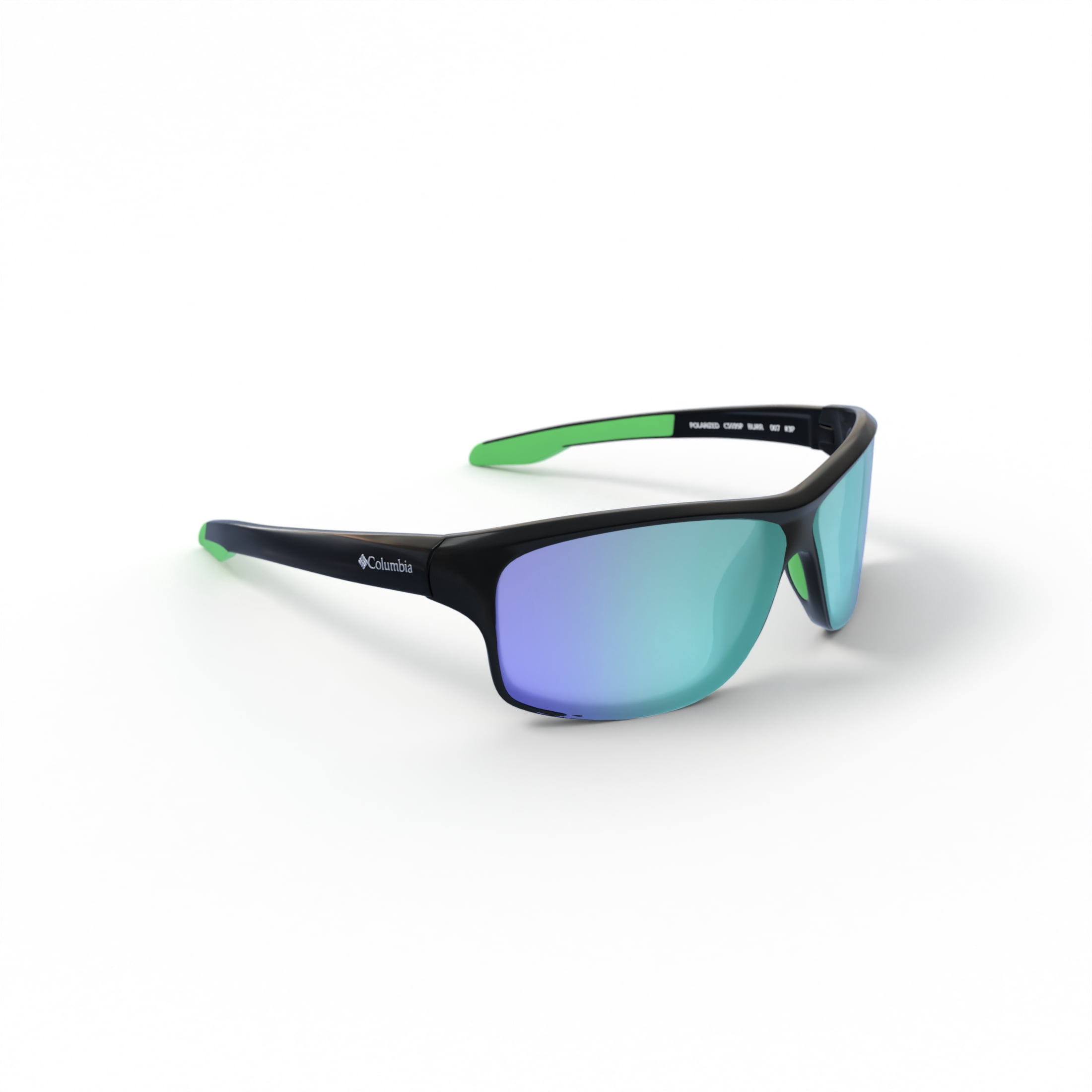 Columbia Burr C559SPG 007 Wrap Sunglasses Shiny Black Frame & Green Mirror Polarized Lens