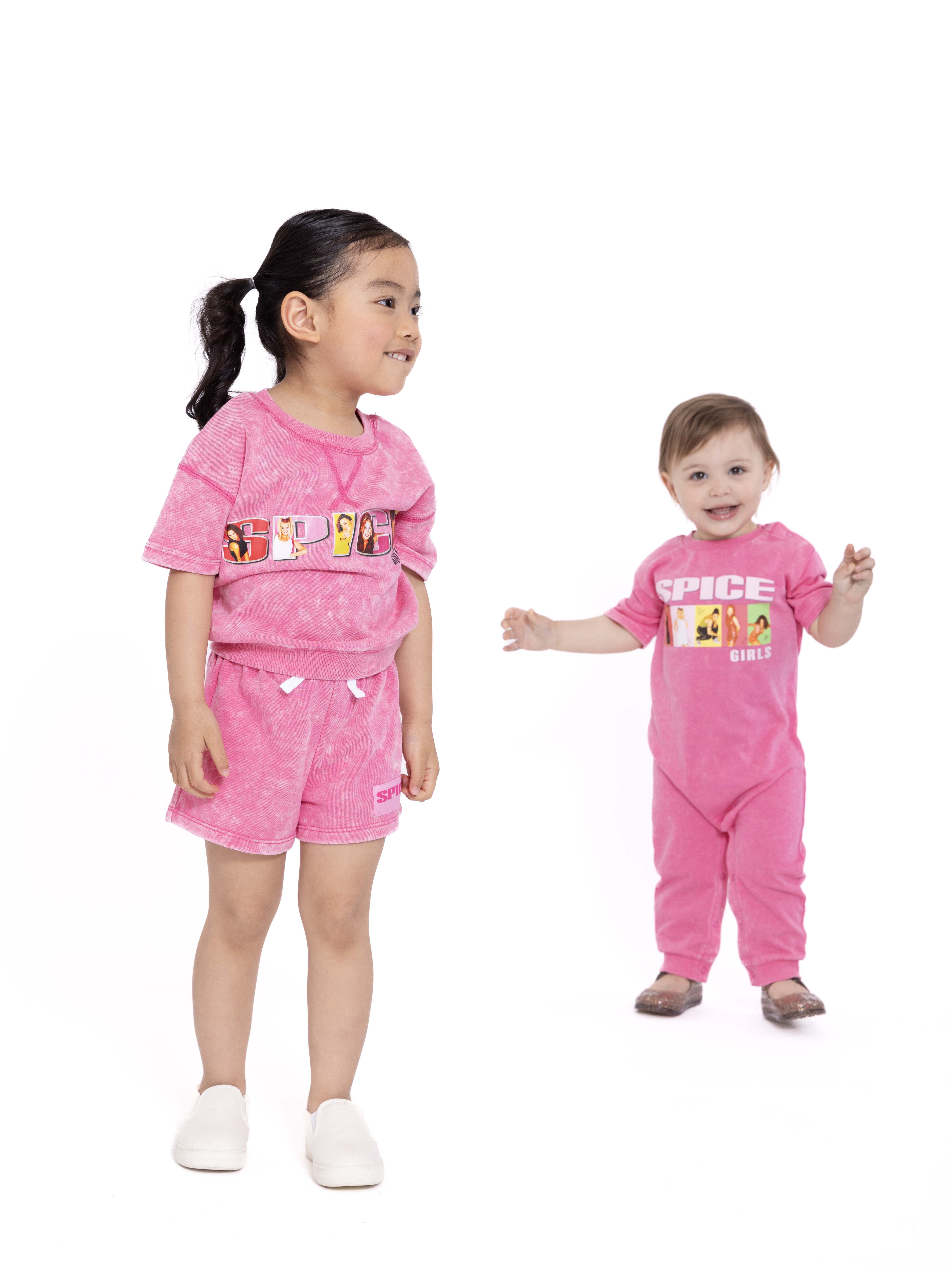 Spice Girls Baby Girls Graphic Mineral Washed Romper, Sizes 0/3 Months-24 Months
